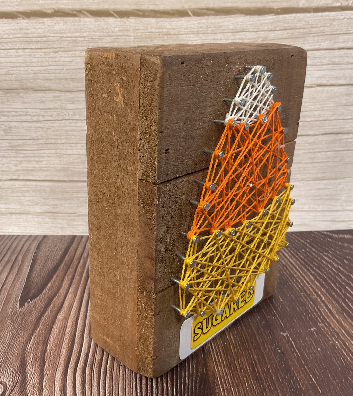 AGSD Halloween Decor - String Art Sugar Candy Corn Box Sign