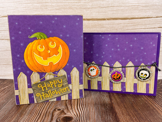 AGSD Halloween Decor - Jack-o-Lantern Country Fence Block Signs 2pc Set