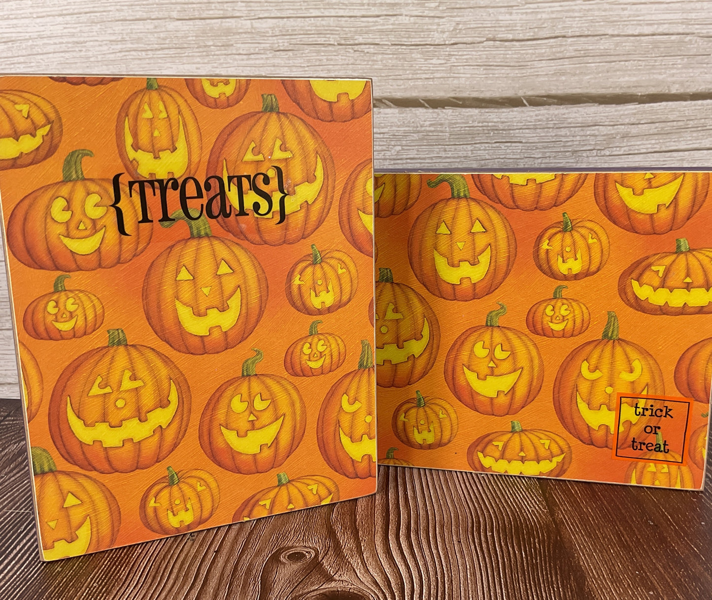 AGSD Halloween Decor - Jack-o-Lantern Country Fence Block Signs 2pc Set