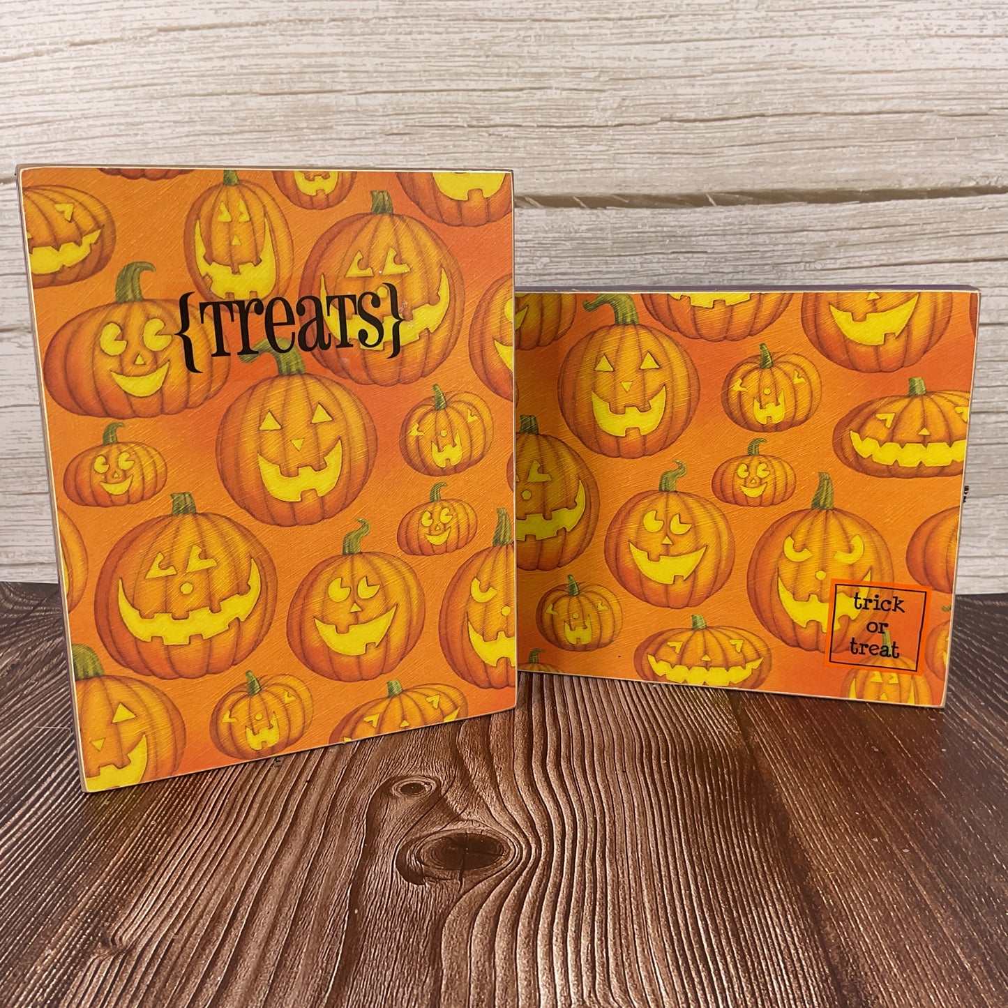 AGSD Halloween Decor - Jack-o-Lantern Country Fence Block Signs 2pc Set