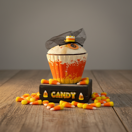 AGSD Halloween Decor - Wood Candy Corn Chunky Wood Cupcake