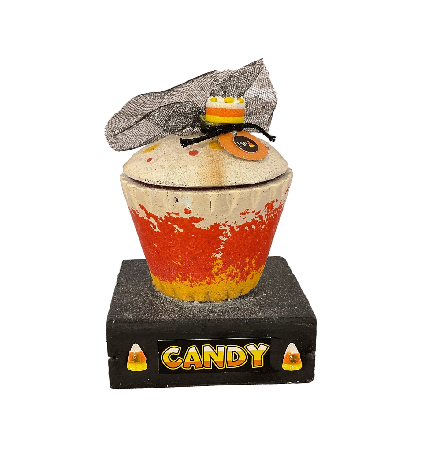 AGSD Halloween Decor - Wood Candy Corn Chunky Wood Cupcake