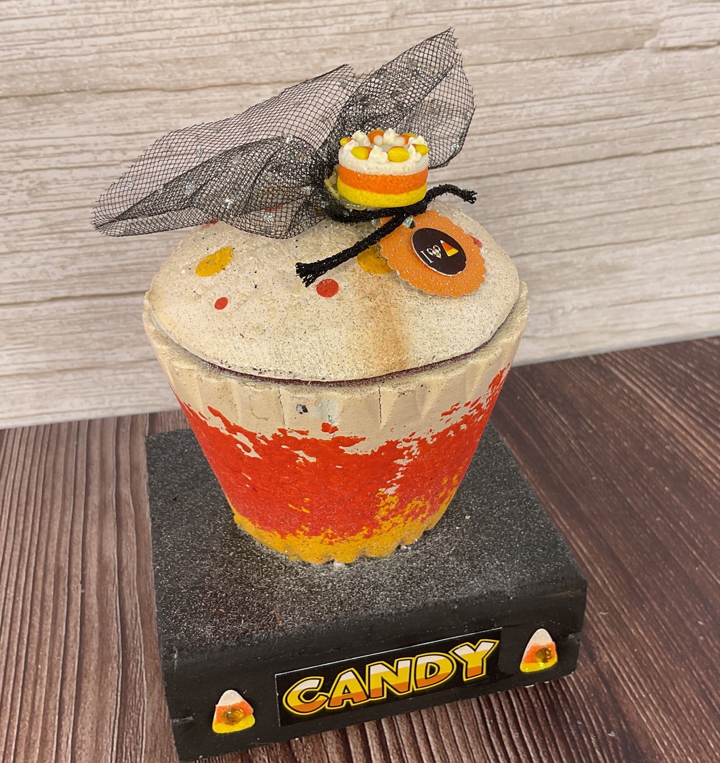AGSD Halloween Decor - Wood Candy Corn Chunky Wood Cupcake