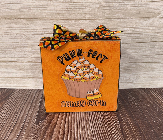 AGSD Halloween Decor - Kitty Cat Theme Purr-fect Candy Corn Block Sign