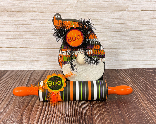 AGSD Halloween Decor - Gnome & Candy Wood Rolling Pin Tier Tray 2pc Set (Copy)