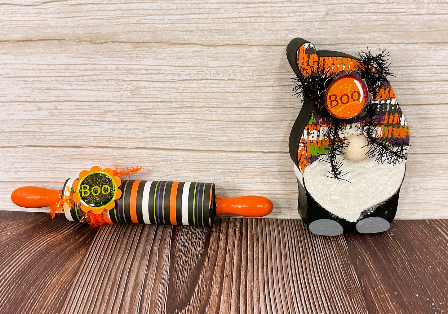 AGSD Halloween Decor - Gnome & Candy Wood Rolling Pin Tier Tray 2pc Set (Copy)
