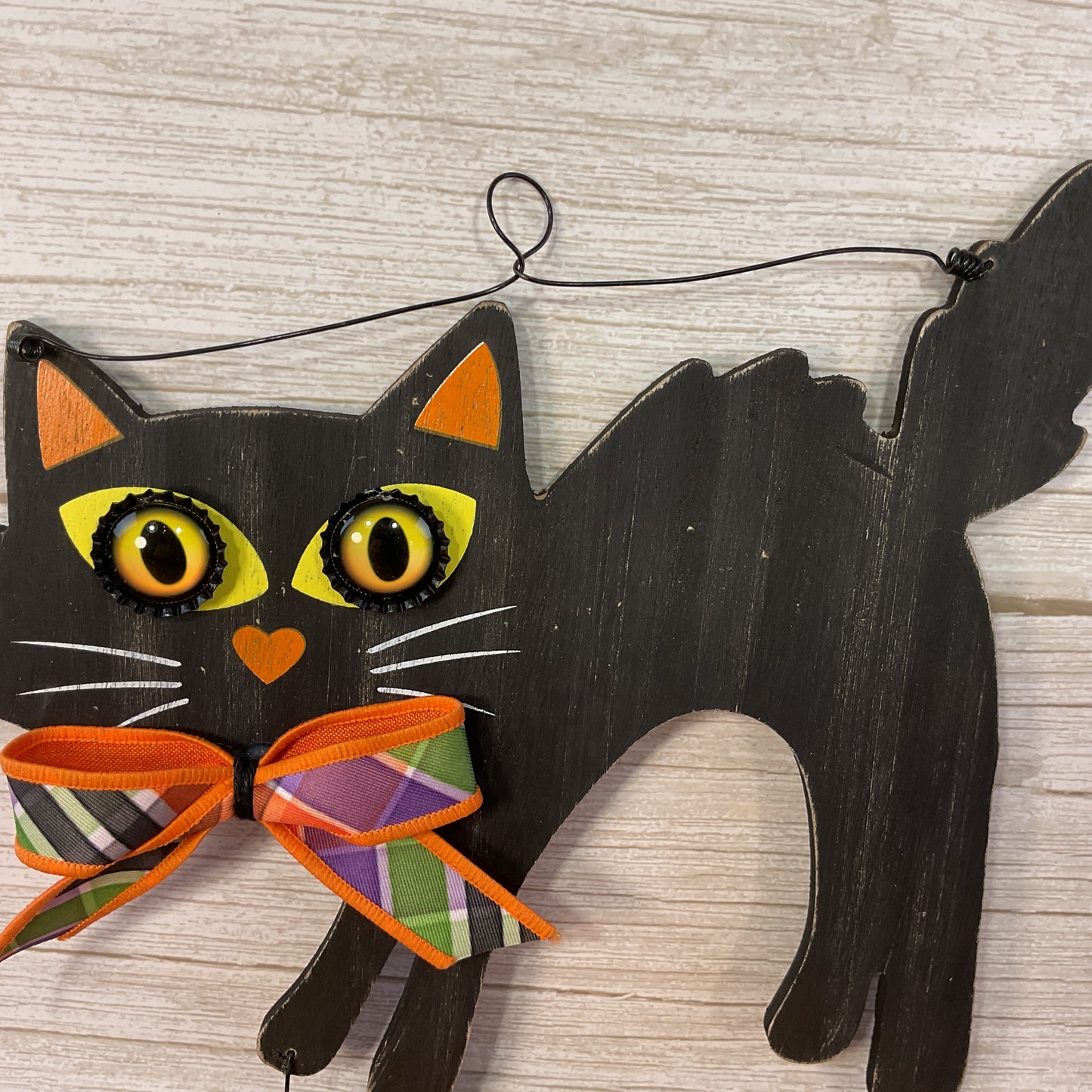 AGSD Halloween Decor - Scaredy Black Cat  Hanging Wall Door Wreath Sign