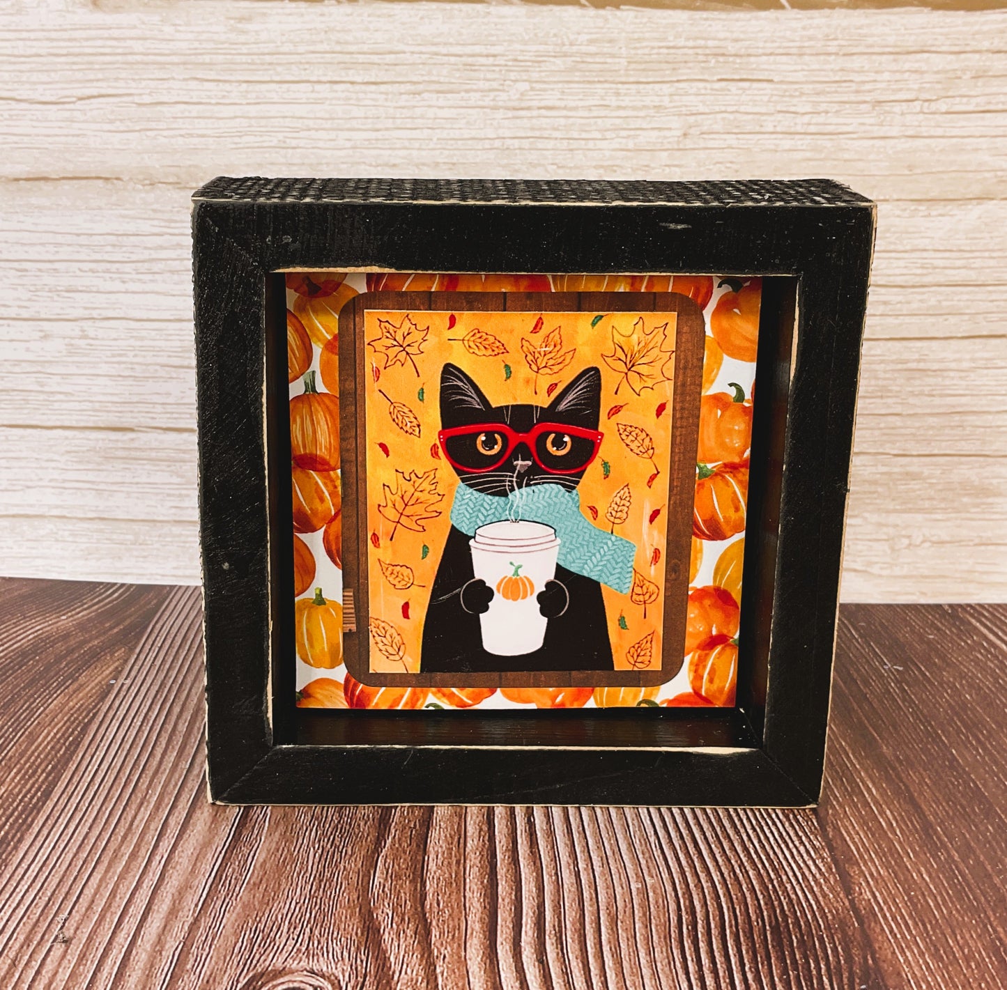 AGSD Fall Decor - Latte Pumpkin Spice Coffee Trending Cat Box Sign