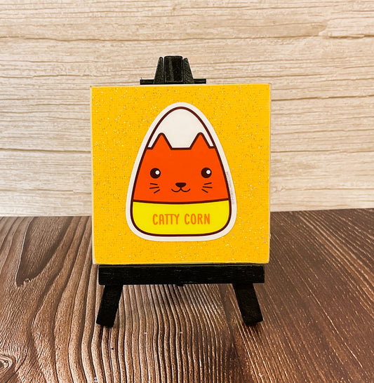 AGSD Halloween Decor - Catty Candy Corn Small Easel Sign