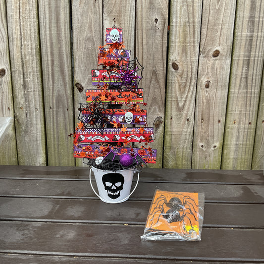 AGSD Halloween Decor - Whimsy Wood Slat Tabletop Tree Skull 18-inch