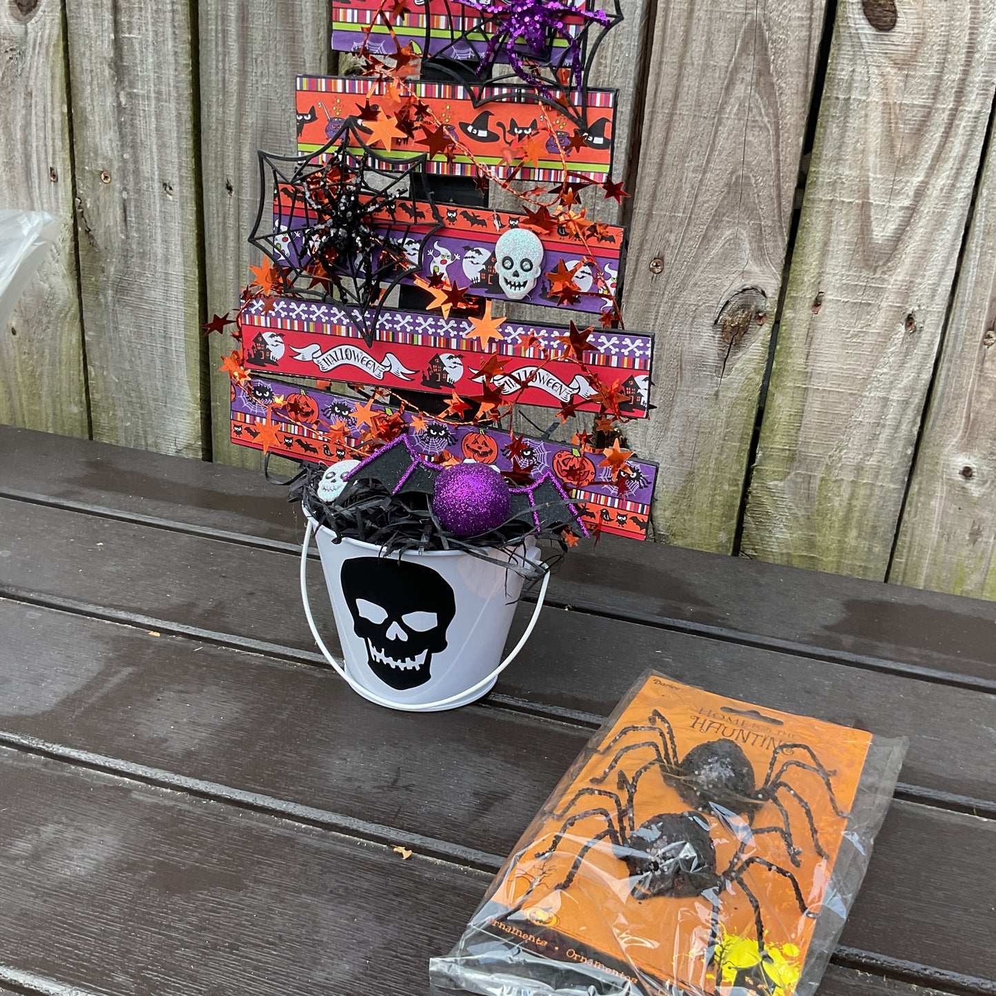 AGSD Halloween Decor - Whimsy Wood Slat Tabletop Tree Skull 18-inch