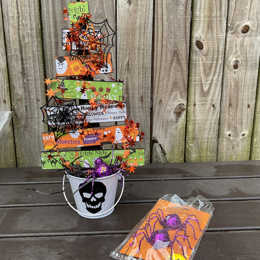 AGSD Halloween Decor - Whimsy Wood Slat Tabletop Tree Skull 18-inch