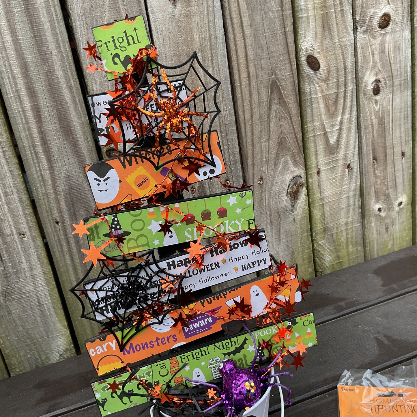 AGSD Halloween Decor - Whimsy Wood Slat Tabletop Tree Skull 18-inch