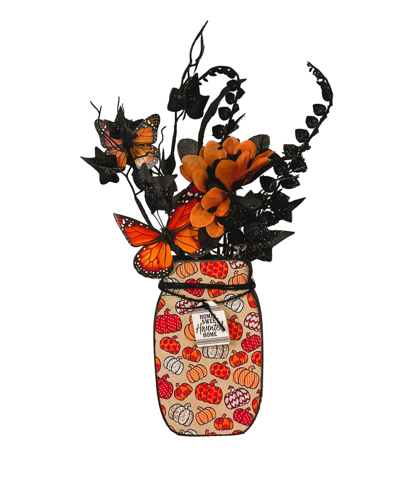 AGSD Halloween Decor - Farmhouse Wood Mason Jar Floral Display