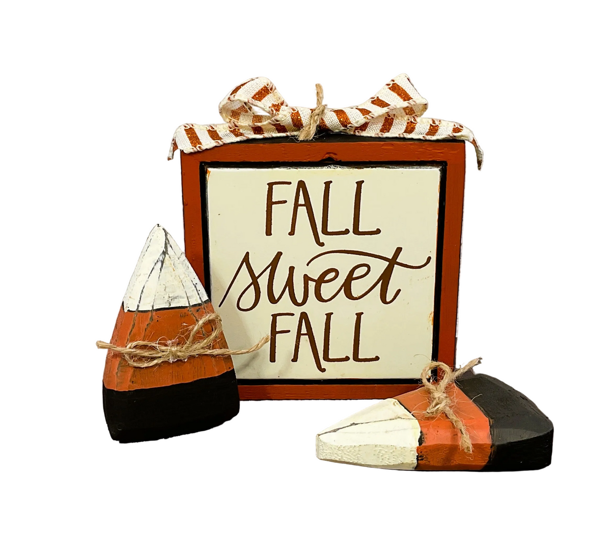 AGSD Halloween Decor - Fall Sweet Fall Sign and Carved Candy Corns 3pc Set