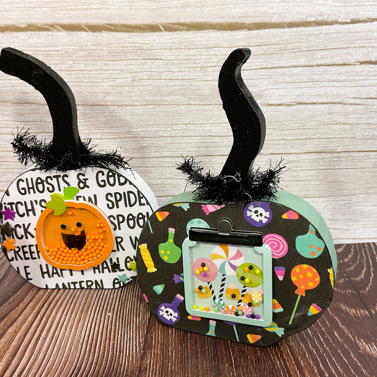 AGSD Halloween Decor - Whimsy Cute Orange White Green Pumpkins 3pc Set