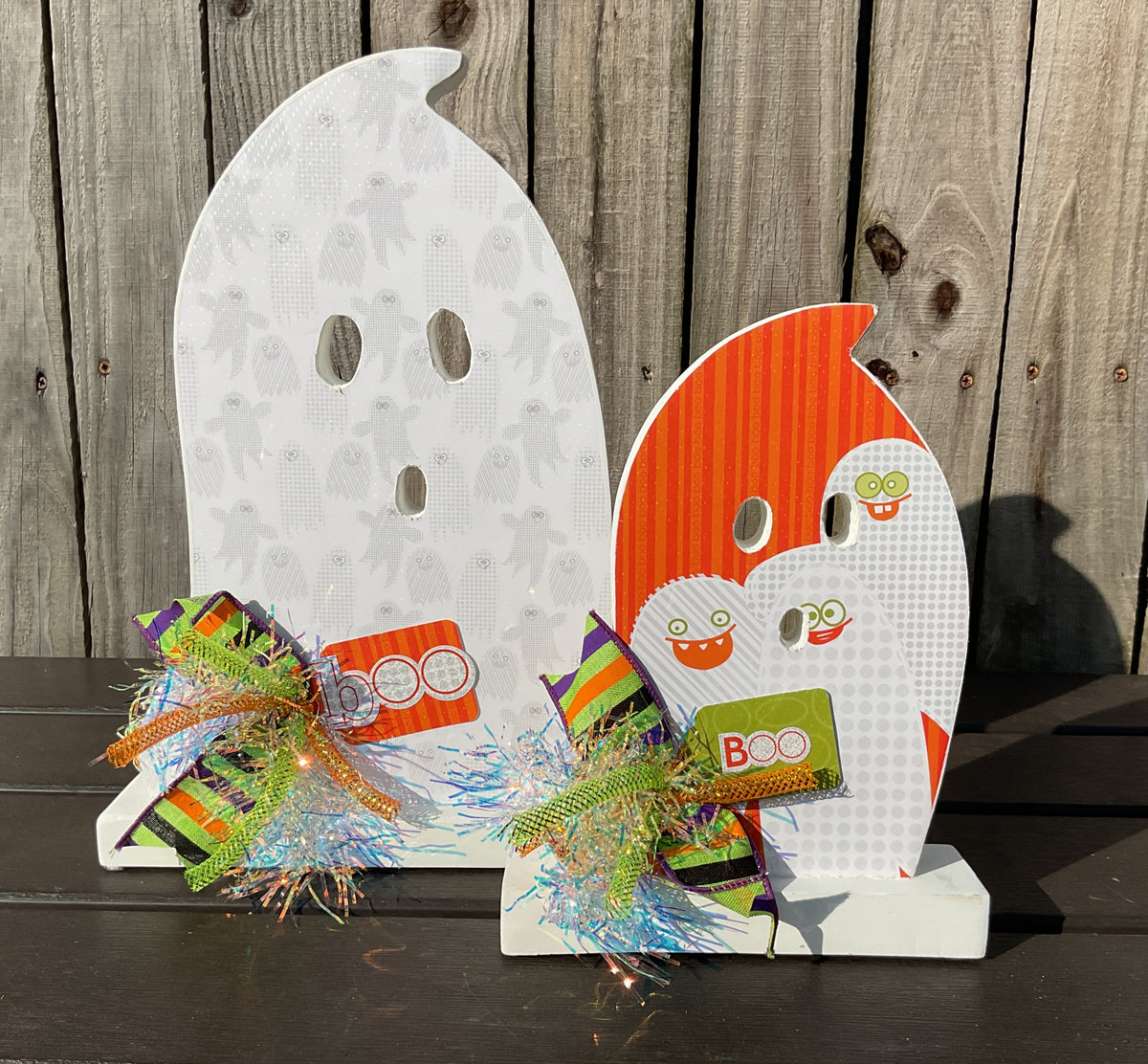 AGSD Halloween Decor - Decoupage Wood Want Candy Ghosts LG 2pc Set