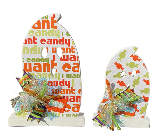 AGSD Halloween Decor - Decoupage Wood BOO Ghosts LG 2pc Set