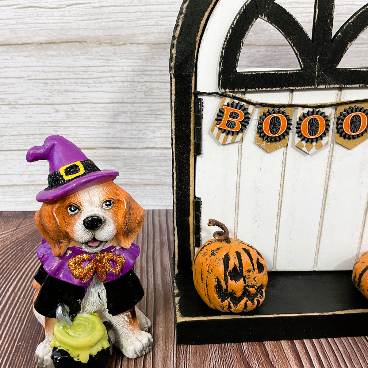 AGSD Halloween Decor - Resin Dog Cat Resin Figurine & Fairy Garden Door