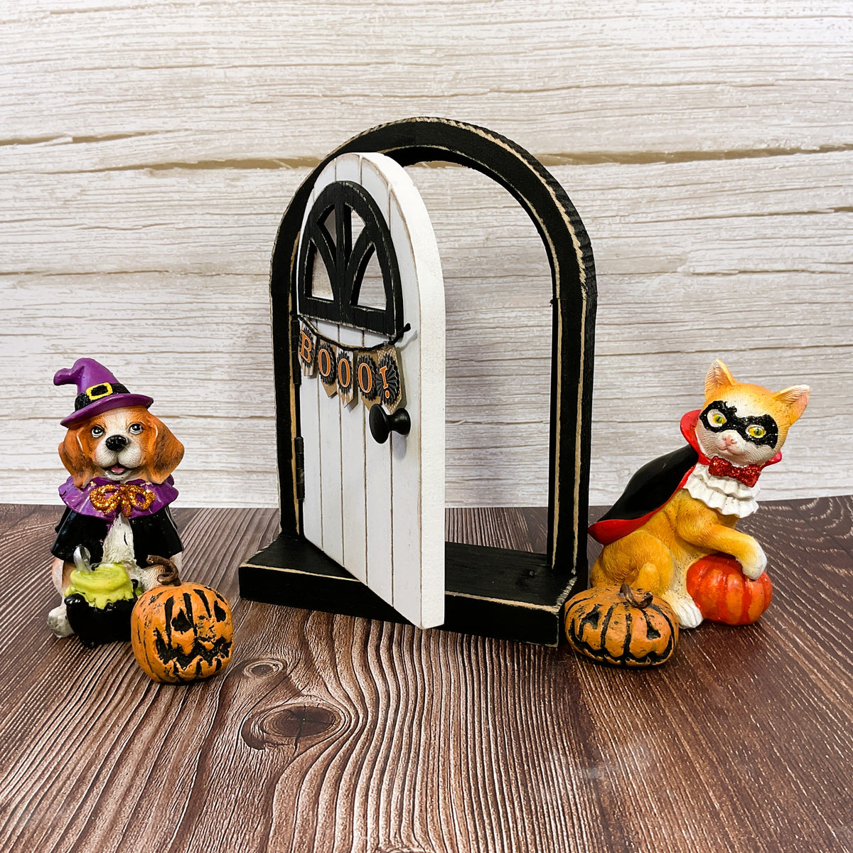 AGSD Halloween Decor - Resin Dog Cat Resin Figurine & Fairy Garden Door