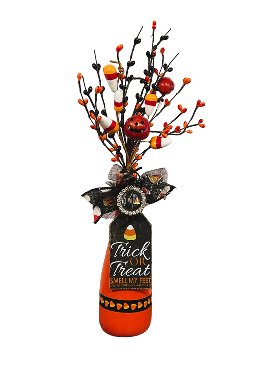 AGSD Halloween Decor - Candy Corn &Ghost Floral Ceramic Vase Display