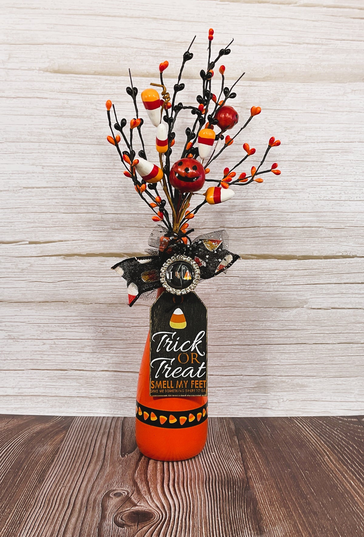 AGSD Halloween Decor - Candy Corn &Ghost Floral Ceramic Vase Display