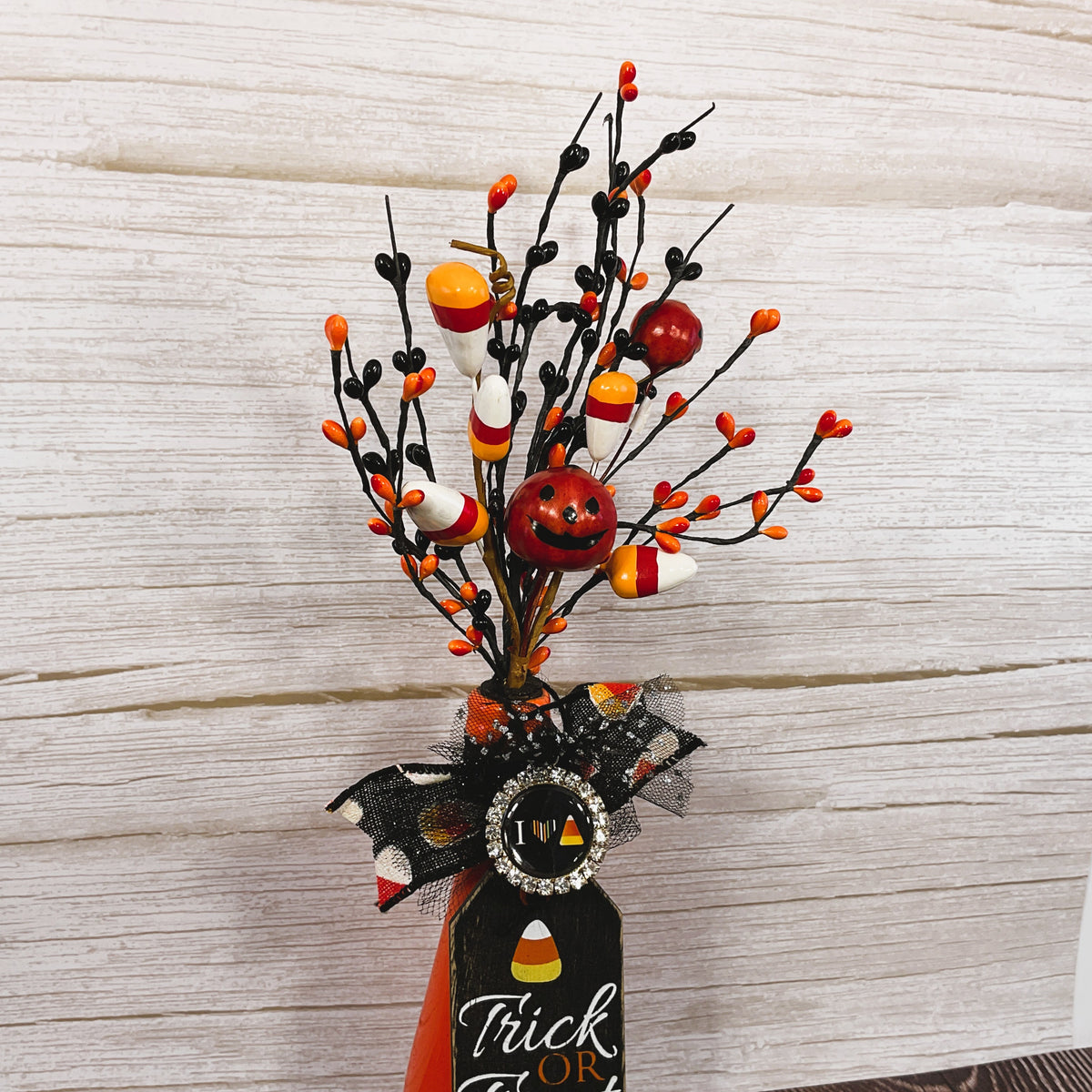 AGSD Halloween Decor - Candy Corn &Ghost Floral Ceramic Vase Display