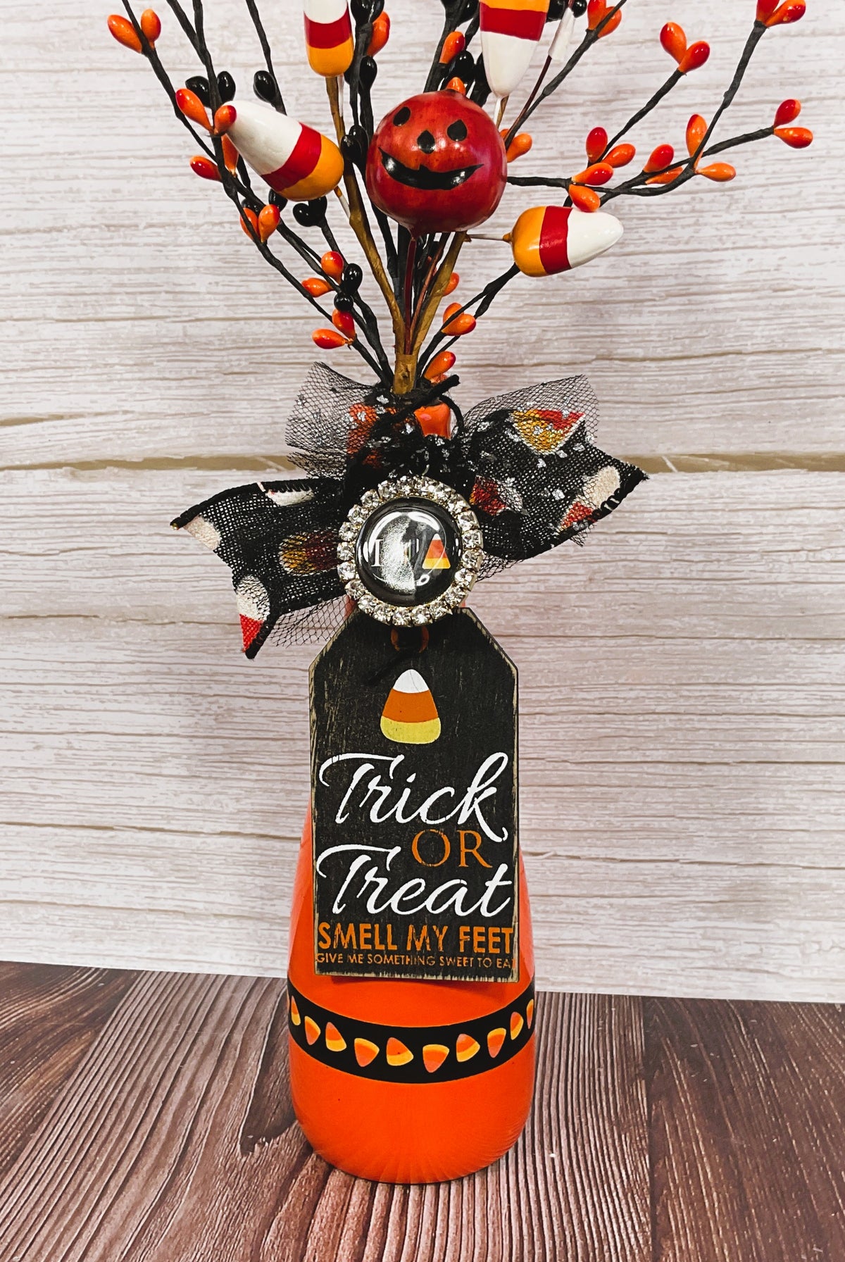 AGSD Halloween Decor - Candy Corn &Ghost Floral Ceramic Vase Display