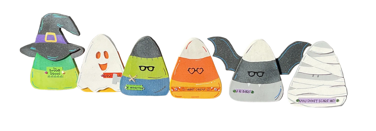 AGSD Halloween Decor - Handmade Candy Corn Costume Characters 6pc Set