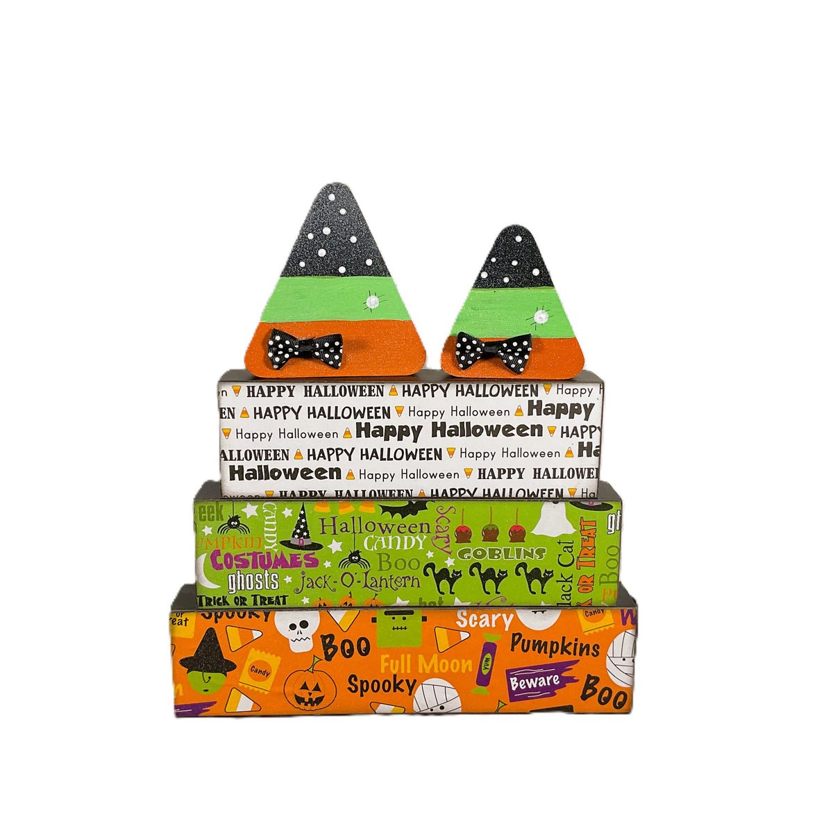 AGSD Halloween Decor - Whimsy Stacking Block Signs & Candy Corn 5pc Set