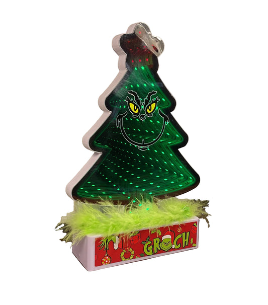 AGSD Christmas Decor - Green Monster LED 3-D Infinity Mirror Tunnel Light Tree