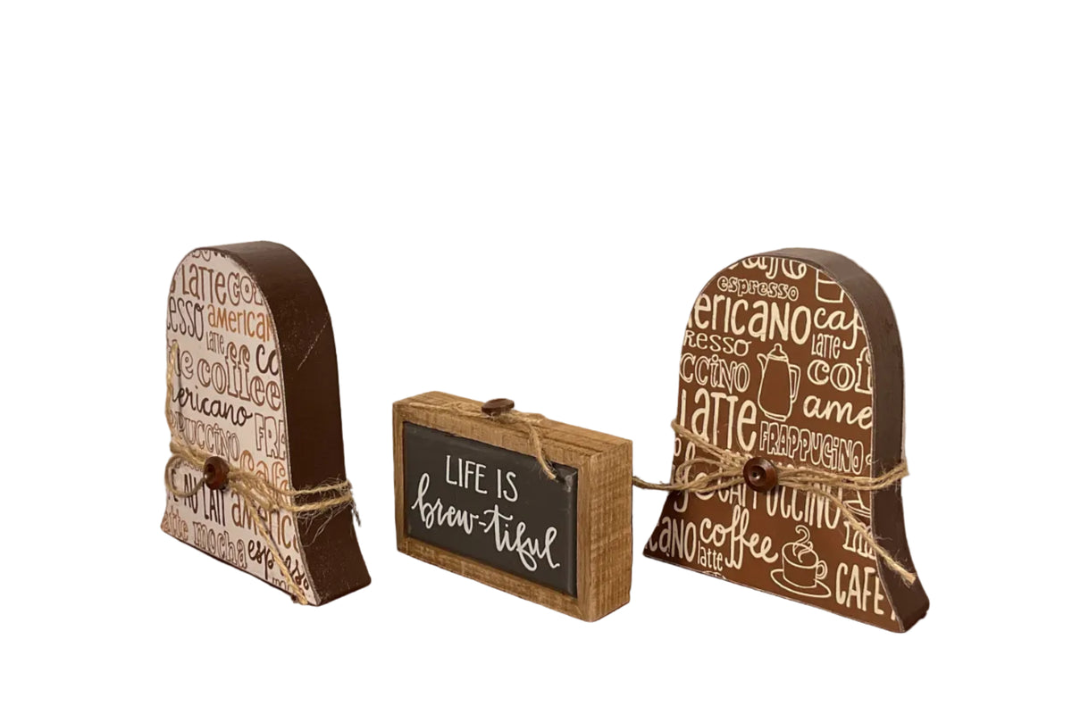 AGSD Halloween Decor - Ghost Latte Coffee Bar Theme Tier Tray Decor 3pc Set