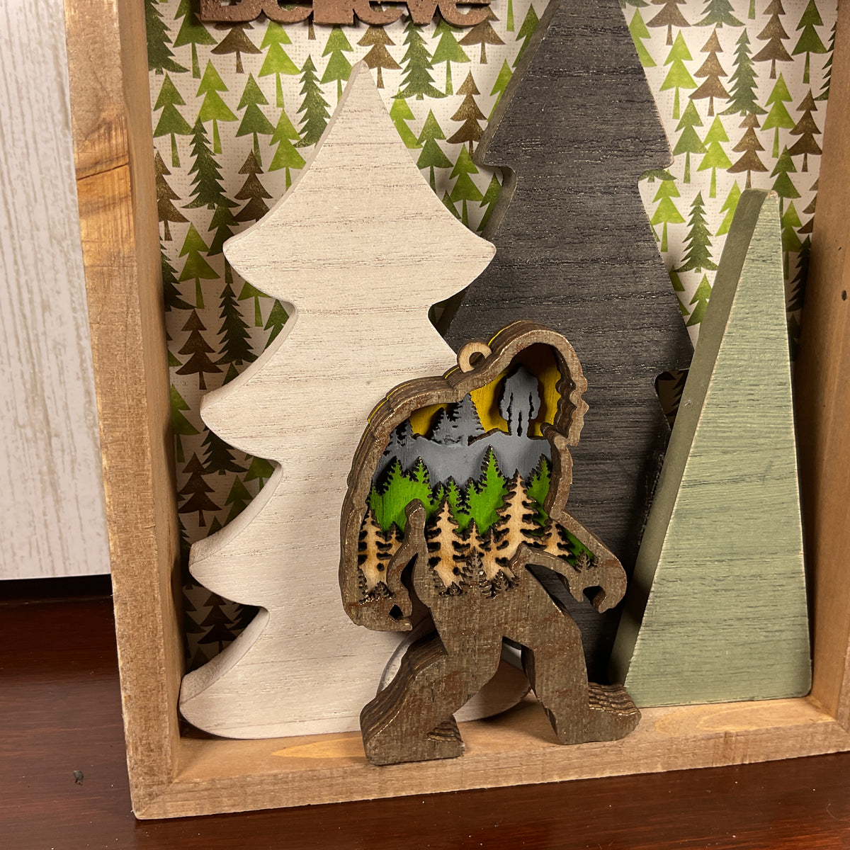 AGSD Home Decor - Bigfoot & Trees Shadow Box Sign | Layered Wood Handcrafted (Copy)