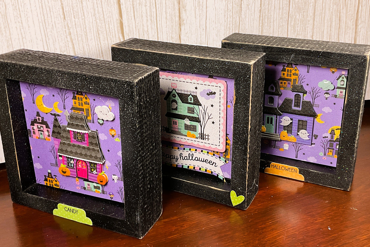 AGSD Halloween Decor - Trendy Pink Cute Candy Theme Inset Box Signs