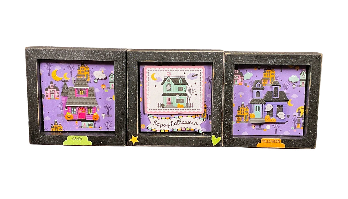 AGSD Halloween Decor - Trendy Pink Cute Candy Theme Inset Box Signs