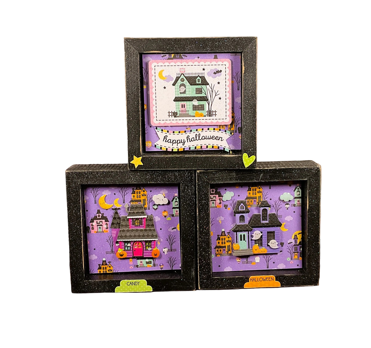 AGSD Halloween Decor - Trendy Pink Cute Candy Theme Inset Box Signs