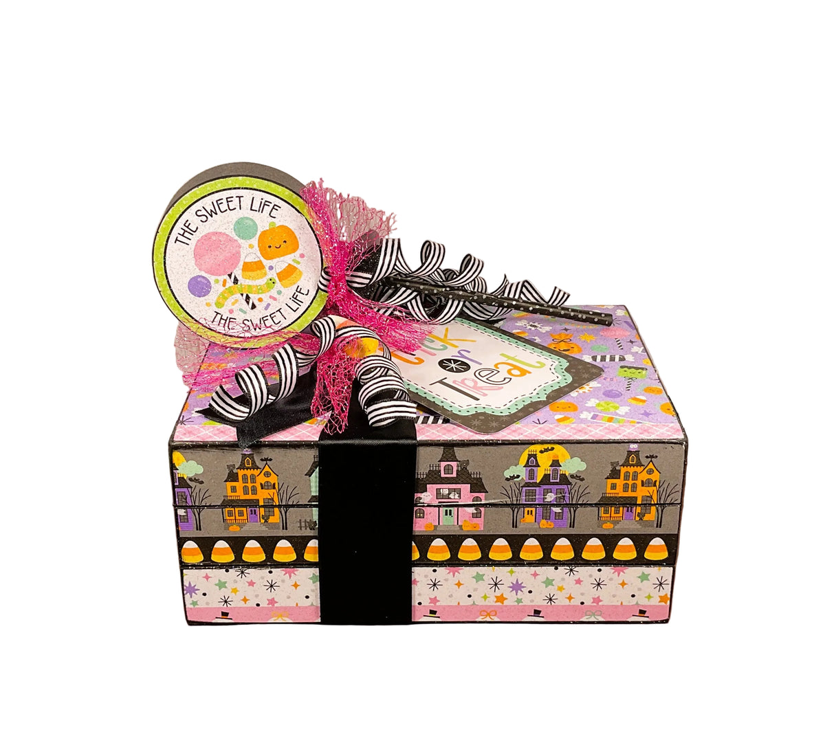 AGSD Halloween Decor - Trendy Pink Cute Candy Ghost Theme Stacking Book