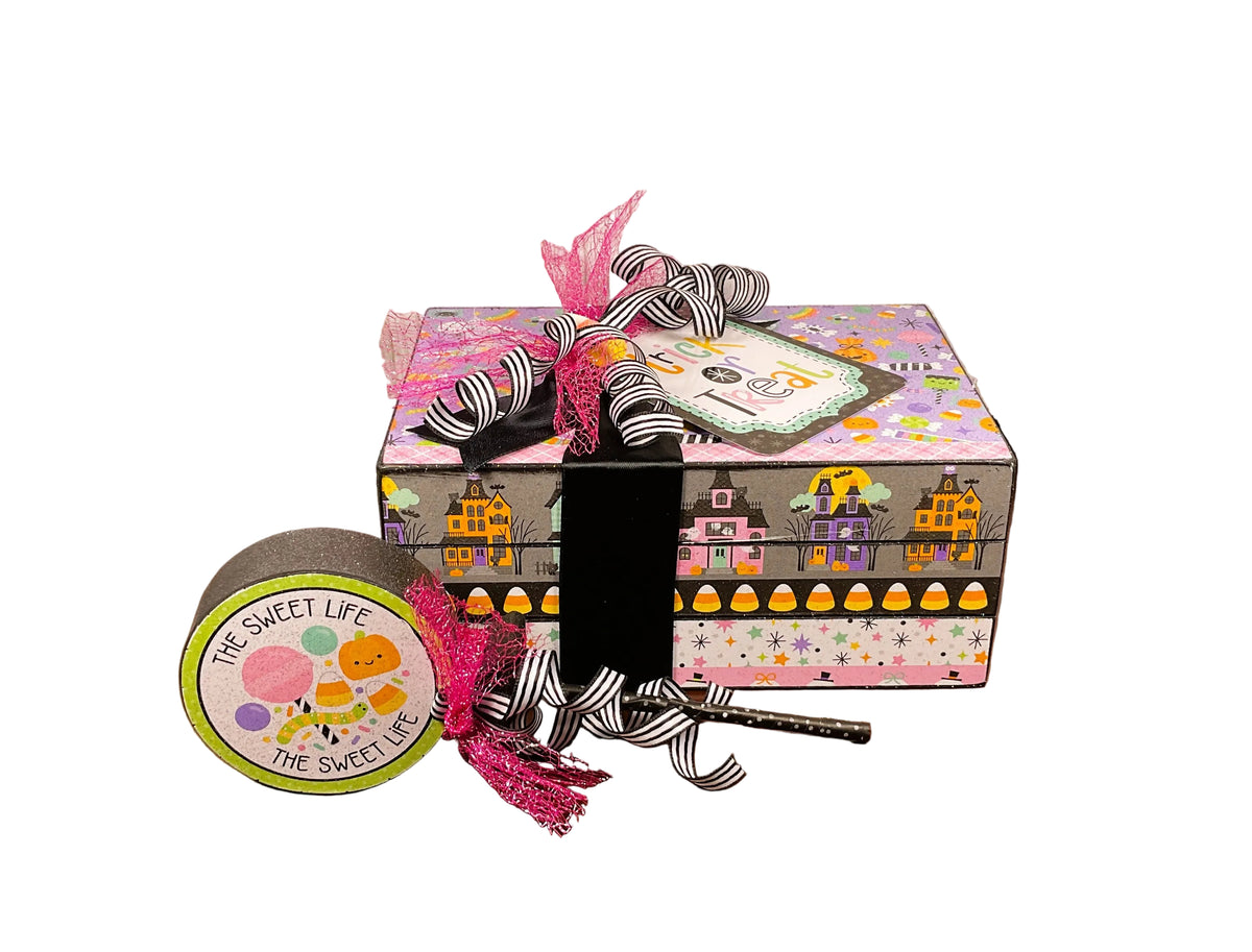 AGSD Halloween Decor - Trendy Pink Cute Candy Ghost Theme Stacking Book