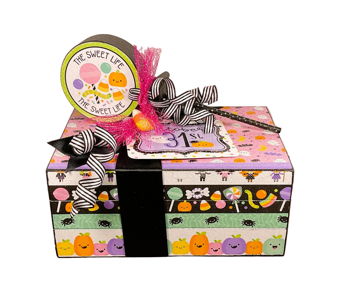 AGSD Halloween Decor - Trendy Pink Cute Candy Ghost Theme Stacking Book