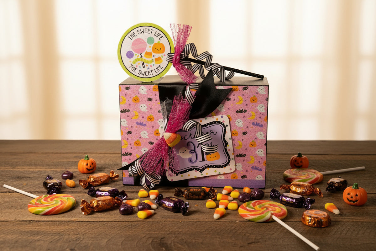 AGSD Halloween Decor - Trendy Pink Cute Candy Ghost Theme Stacking Book