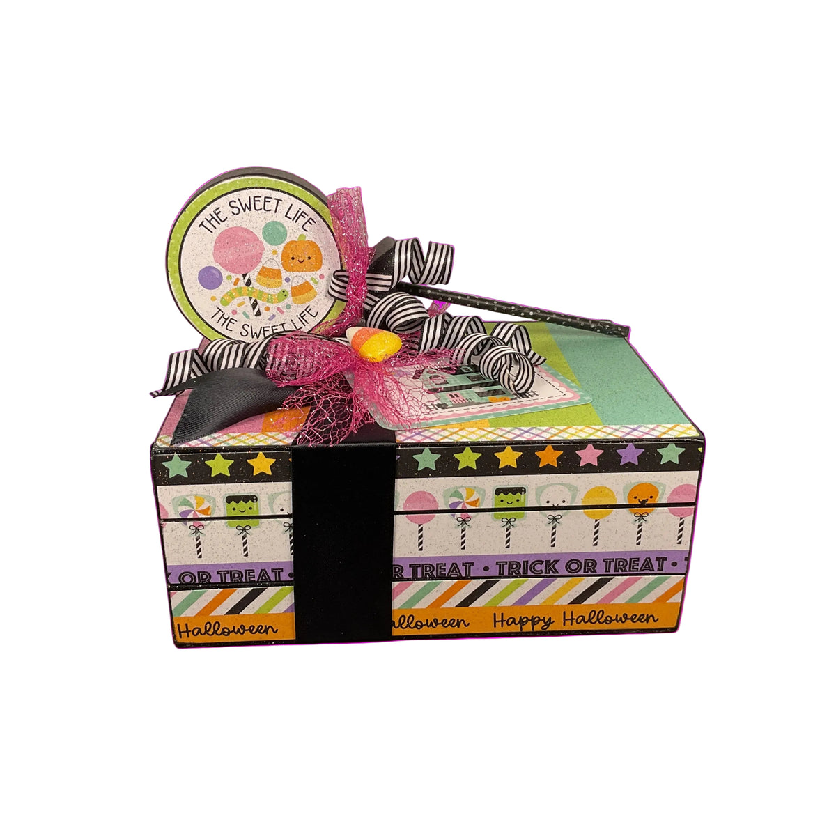 AGSD Halloween Decor - Trendy Pink Cute Candy Ghost Theme Stacking Book
