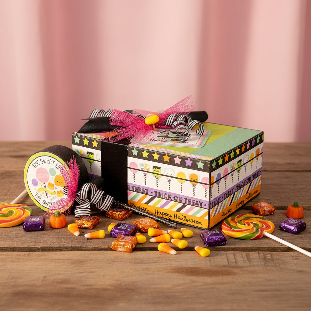 AGSD Halloween Decor - Trendy Pink Cute Candy Ghost Theme Stacking Book