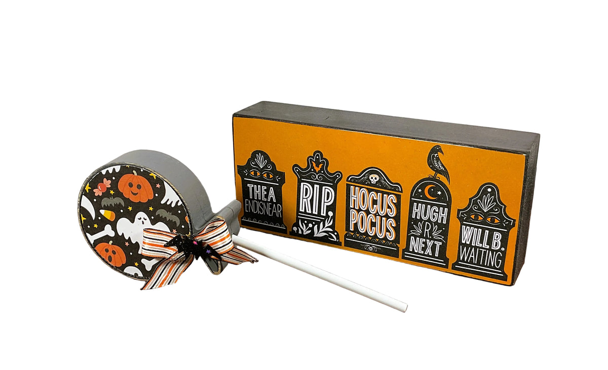 AGSD Halloween Decor - Box Sign & Large Lollipop Sucker