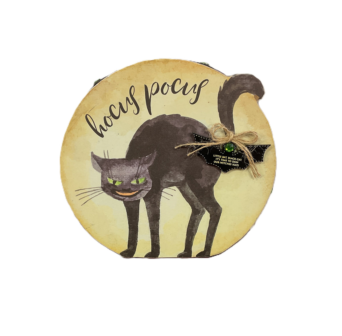 AGSD Halloween Decor - Hocus Pocus Black Cat Chunky Wood Sign
