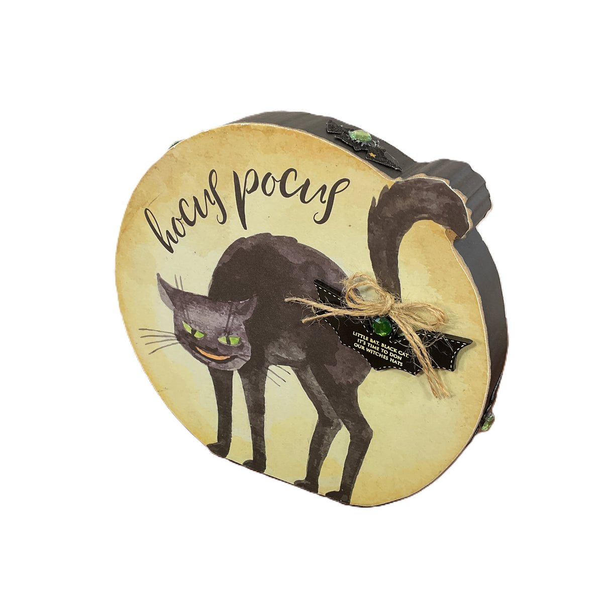 AGSD Halloween Decor - Hocus Pocus Black Cat Chunky Wood Sign