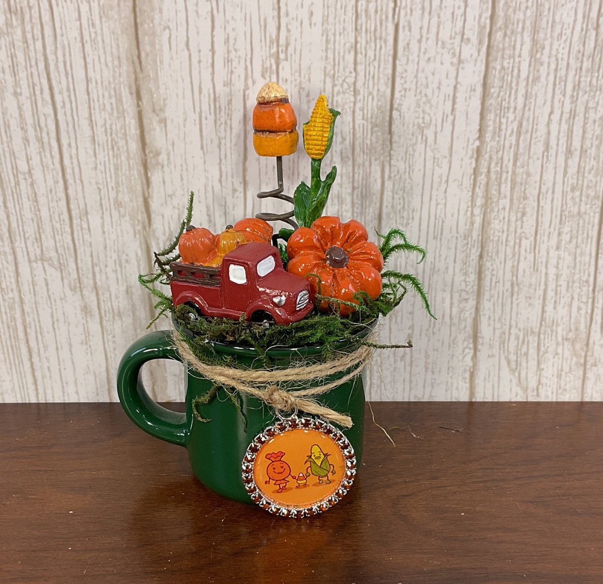 AGSD Halloween Fall Home Decor - Candy Corn Scarecrow Mini Mug Display