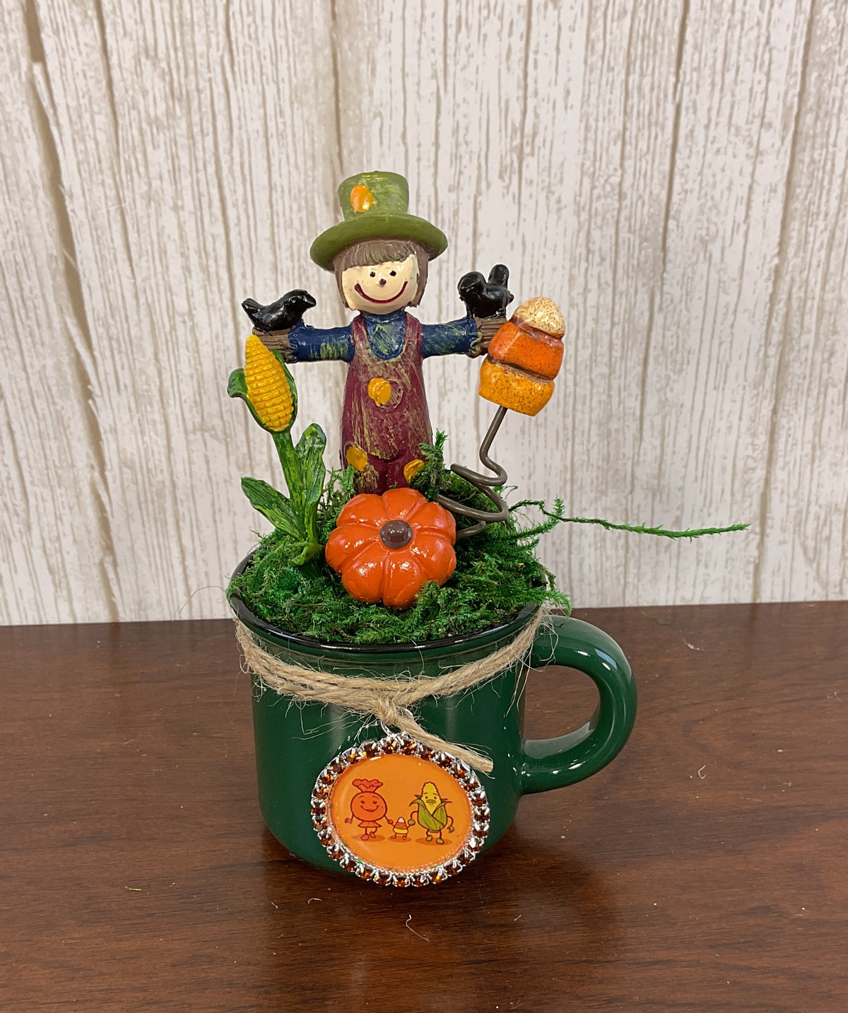 AGSD Halloween Fall Home Decor - Candy Corn Scarecrow Mini Mug Display