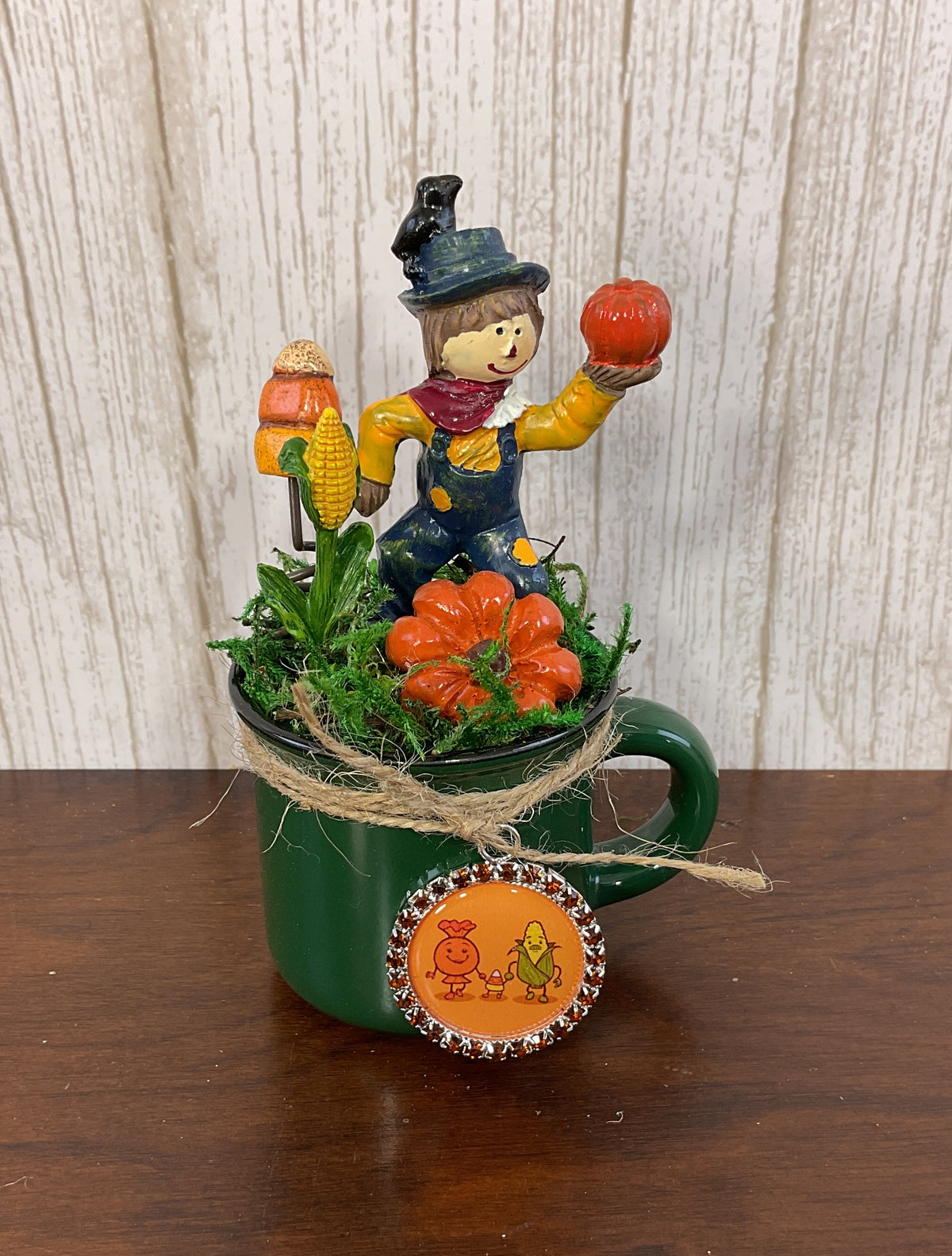 AGSD Halloween Fall Home Decor - Candy Corn Scarecrow Mini Mug Display