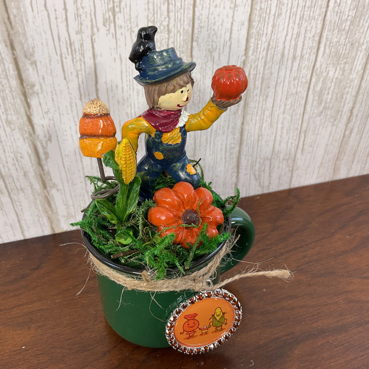 AGSD Halloween Fall Home Decor - Candy Corn Scarecrow Mini Mug Display