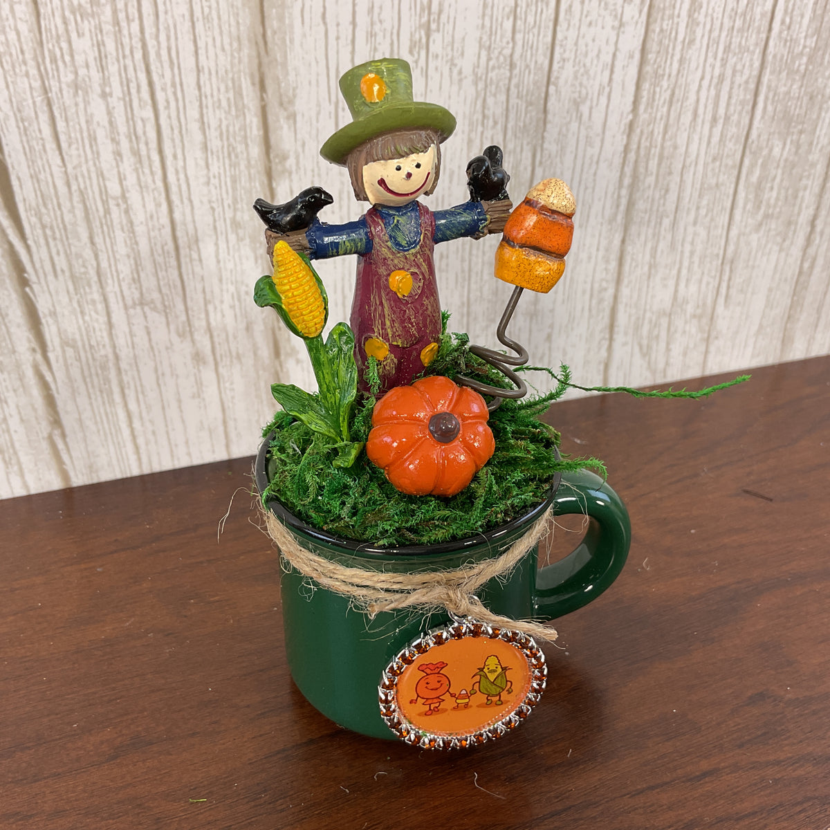 AGSD Halloween Fall Home Decor - Candy Corn Scarecrow Mini Mug Display